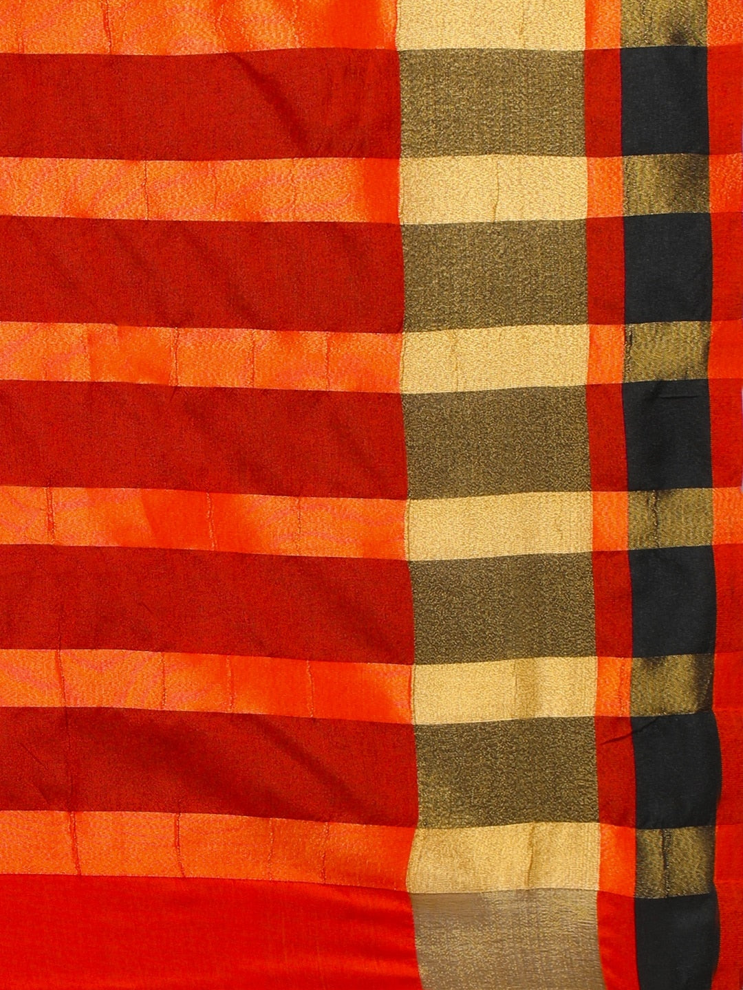 Saree Mall Red & Gold-Toned Silk Cotton Colourblocked Kanjeevaram Saree - Distacart