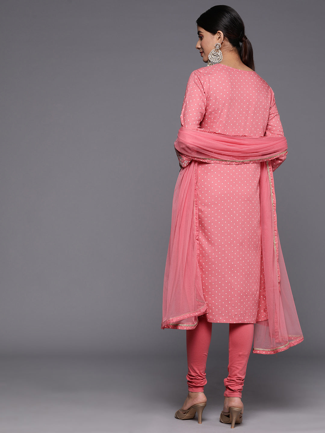 Biba Thread Embroidery Yoke Design Straight Kurta with Churidar & Net Dupatta - Distacart