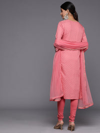 Thumbnail for Biba Thread Embroidery Yoke Design Straight Kurta with Churidar & Net Dupatta - Distacart