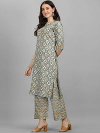 Thumbnail for HERE&NOW Women Grey Ethnic Motifs Printed Kurta With Palazzos - Distacart