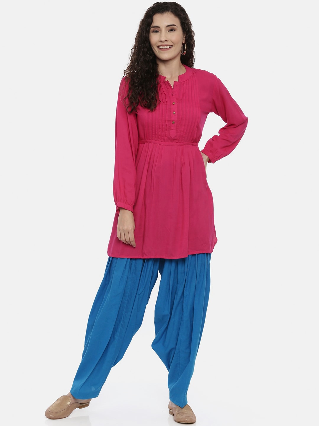 Souchii Turquoise Blue Solid Loose-Fit Patiala - Distacart