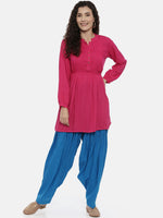 Thumbnail for Souchii Turquoise Blue Solid Loose-Fit Patiala - Distacart