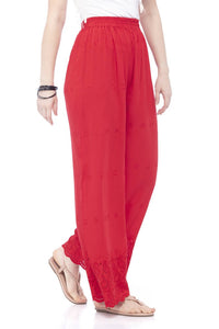 Thumbnail for Mominos Fashion Reyon Cotton Red Embroidery Chikan Palazzo - Distacart