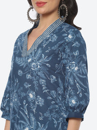Thumbnail for Biba V-Neck Floral Printed Cotton Straight Kurta With Salwar - Distacart