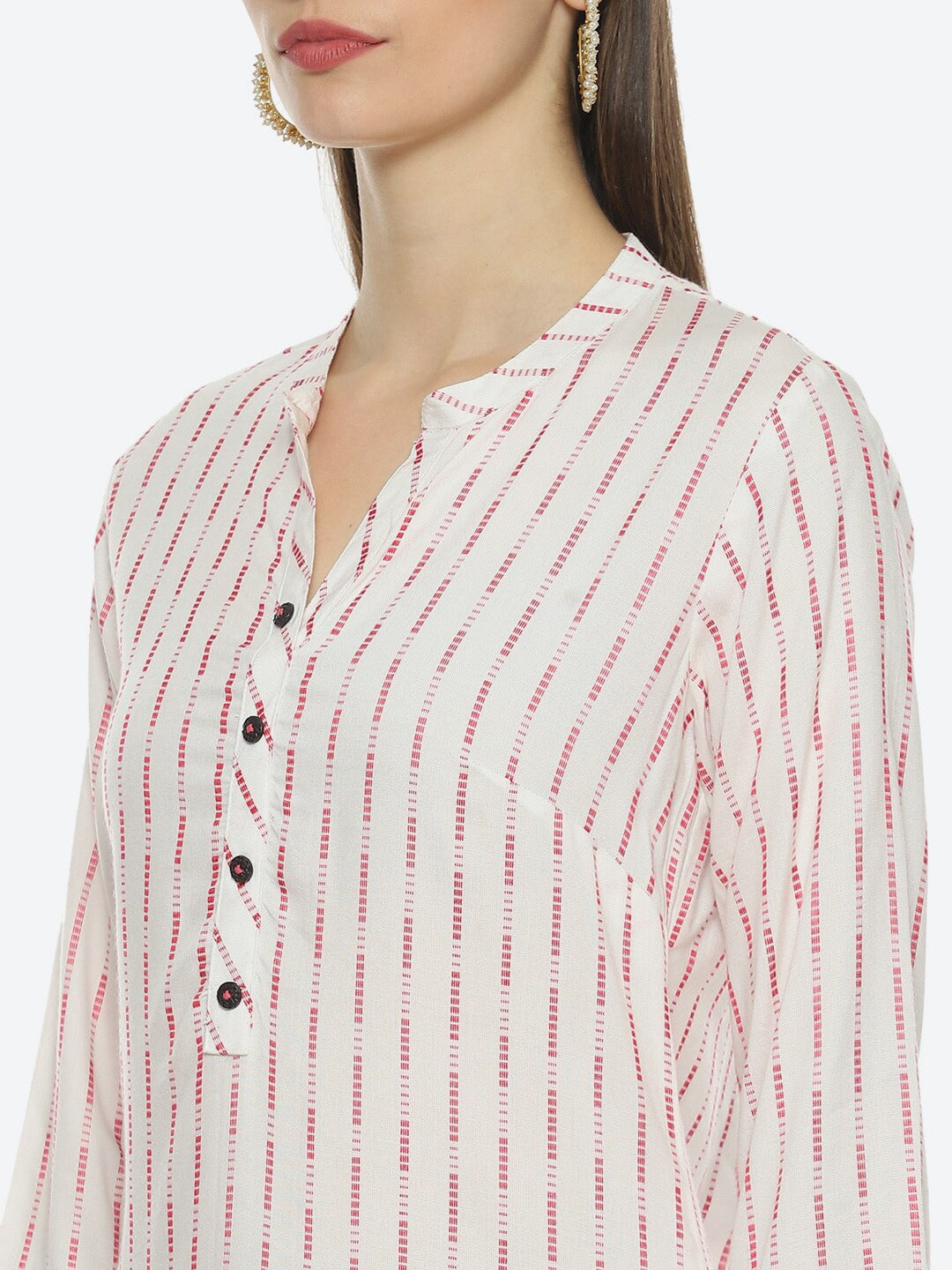 Biba Women Striped Woven Design Kurta - Distacart