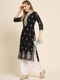 Thumbnail for HERE&NOW Ethnic Motifs Embroidered Sequined Georgette Kurta - Distacart