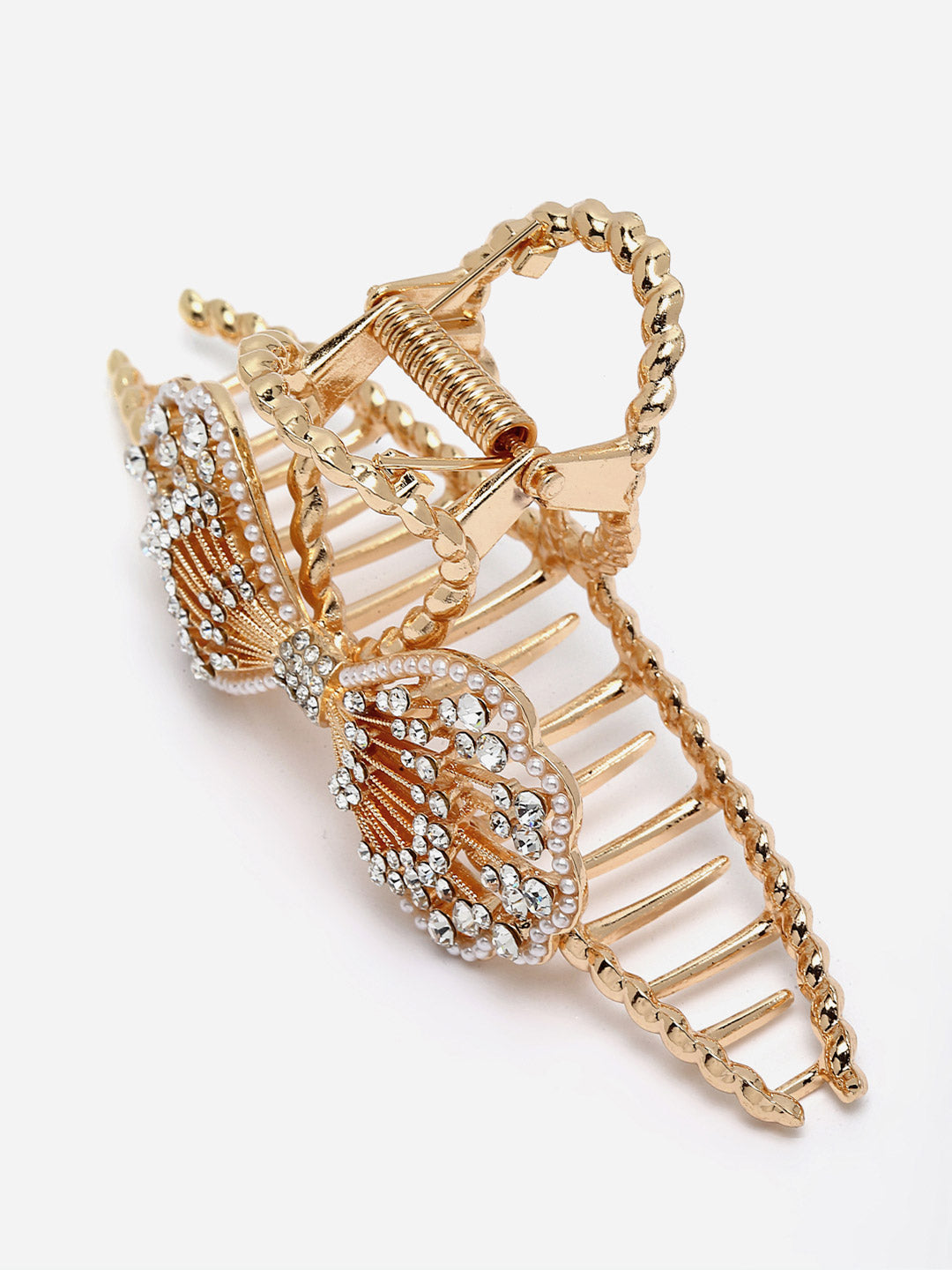 Panash Gold-Toned & White Embellished Claw Clip - Distacart
