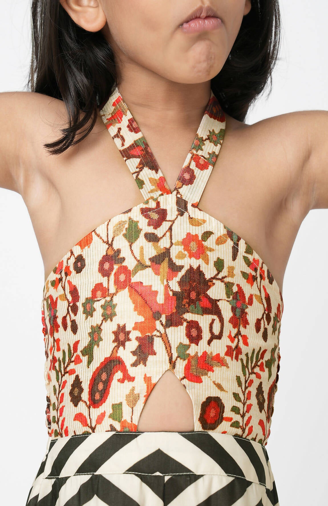 Lil Drama Chromatic Fusion Girls Black & White Stripe Hand Embroidery Jumper - Distacart