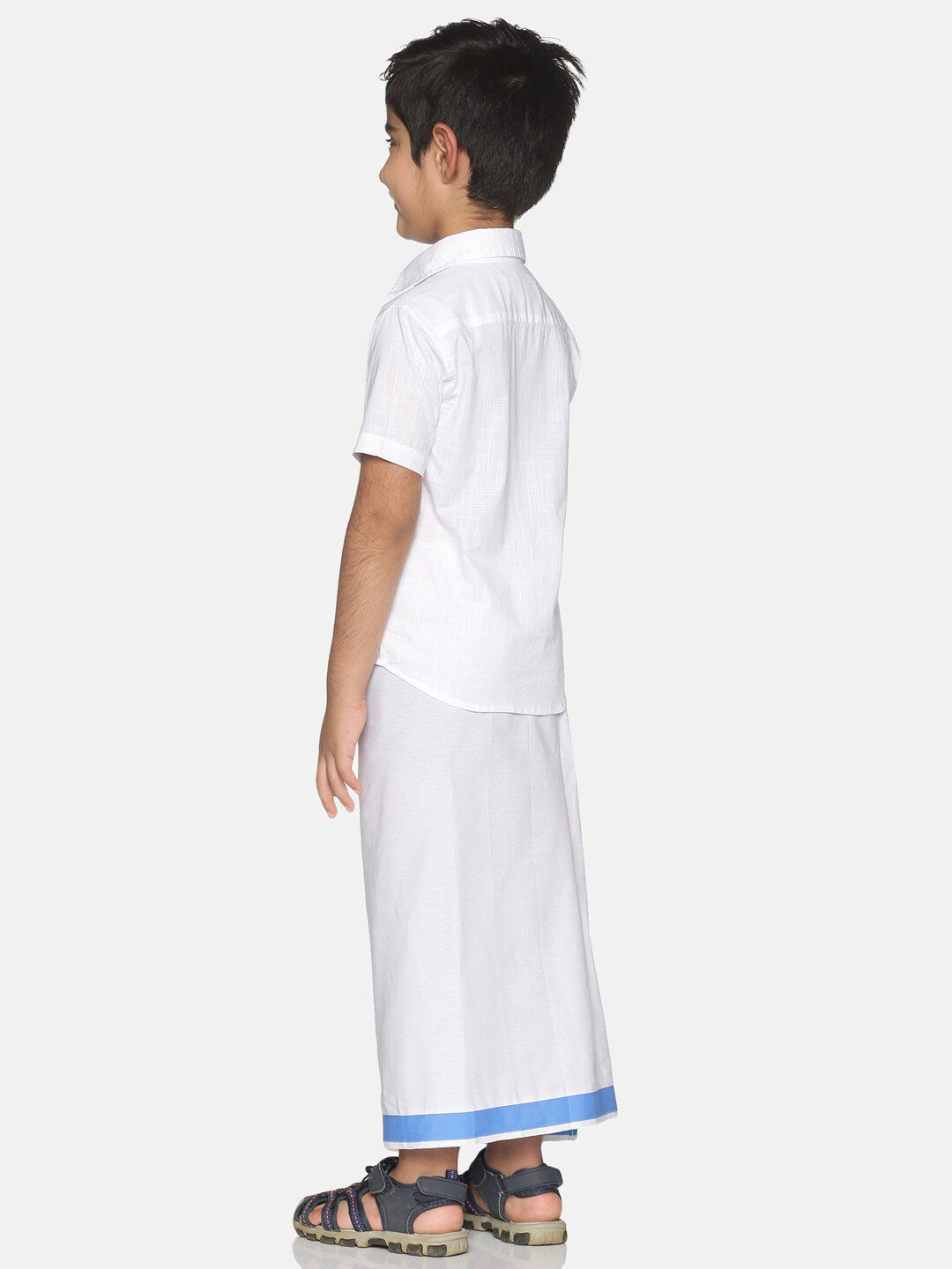Sethukrishna White Pure Cotton Solid Shirt and Veshti Set - Distacart