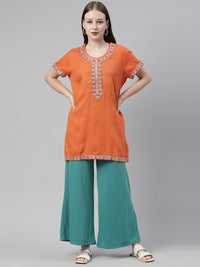 Thumbnail for Souchii Turquoise Blue Knitted Palazzos - Distacart