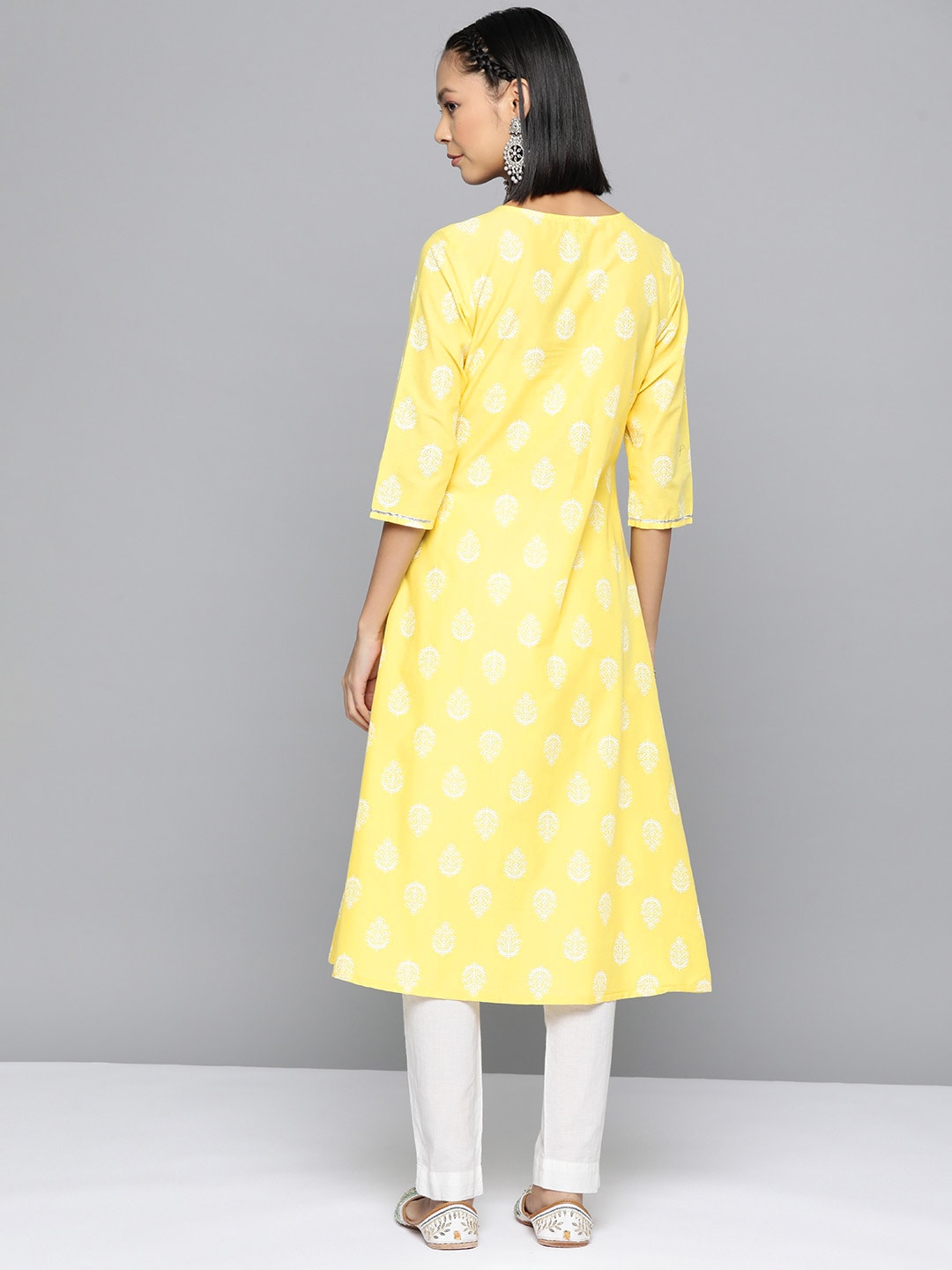 HERE&NOW Ethnic Motifs Printed A-Line Kurta - Distacart