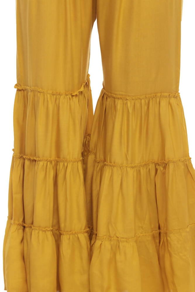 Mominos Fashion Reyon Cotton Mustard Palazzo - Distacart