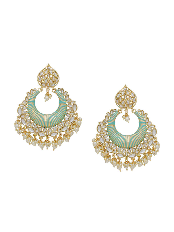 Shoshaa Sea Green & Gold-Plated Classic Chandbalis - Distacart