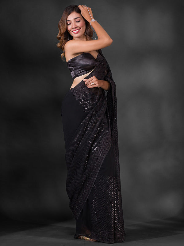 Koskii Embellished Sequinned Saree - Distacart