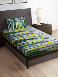 Thumbnail for Story@home Grey & White Striped Microfiber 180 TC Bedsheet With Pillow Cover - Distacart