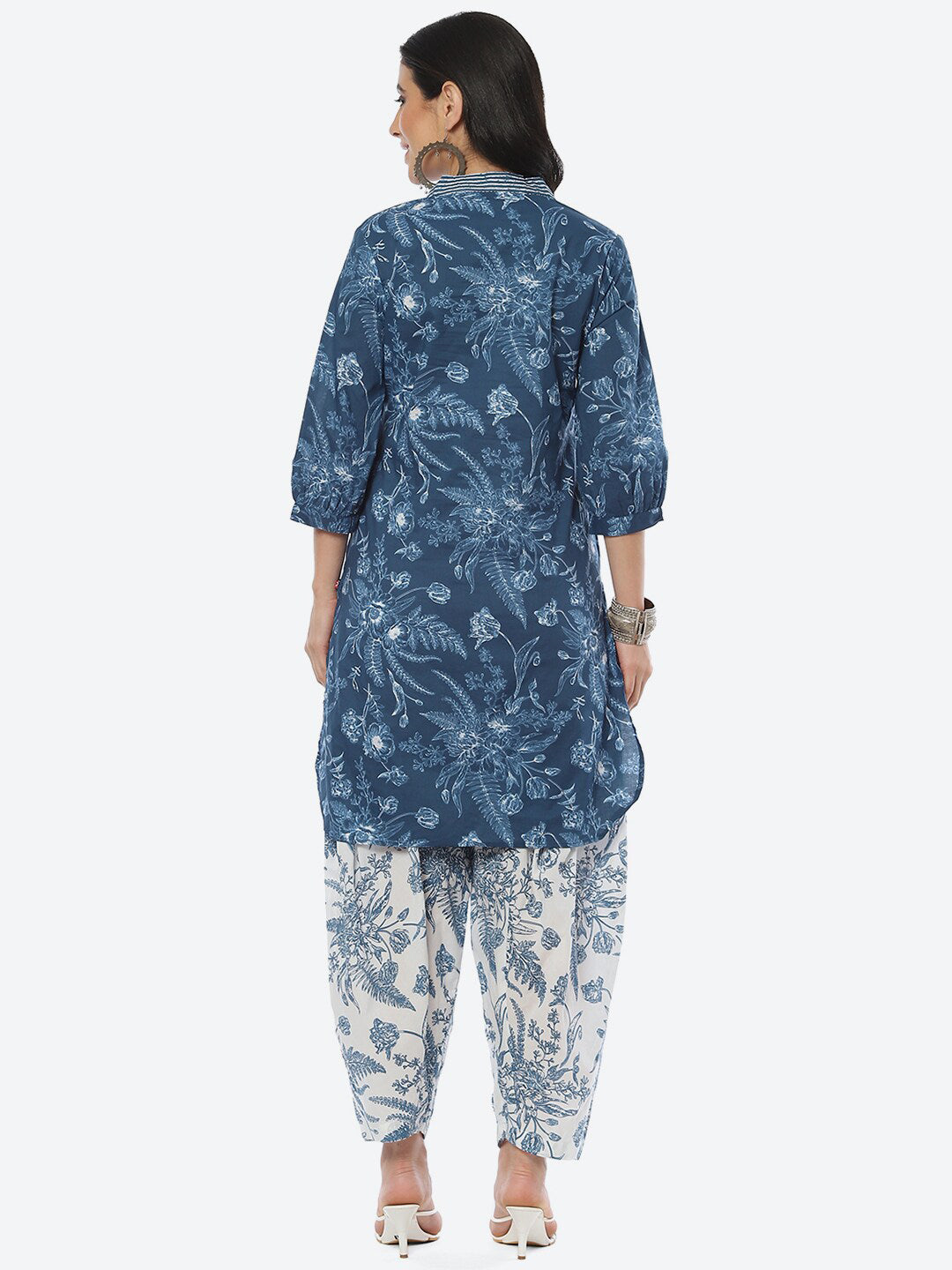 Biba V-Neck Floral Printed Cotton Straight Kurta With Salwar - Distacart