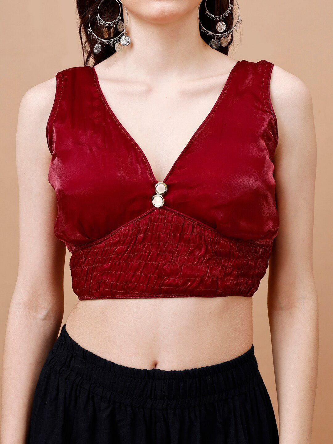 Tikhi Imli V-Neck Organza Saree Blouse - Distacart