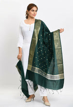 Thumbnail for Mominos Fashion Moeza Women's Banarsi Silk Woven Design Bottle Green Dupatta - Distacart