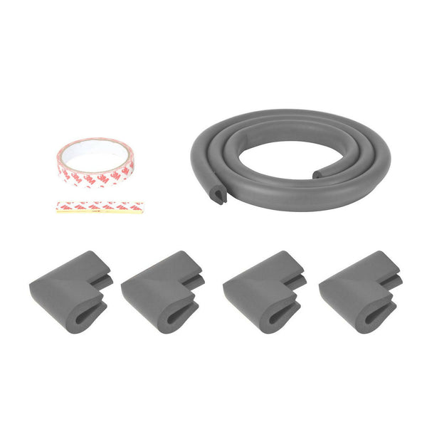 Safe-O-Kid Unique High Density 2 Mtr Long U - Shaped 4 Edge Guards With 16 Corner Cushions - Grey - Distacart
