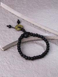 Thumbnail for NVR Men's Black Beaded Adjustable Bracelet - Distacart
