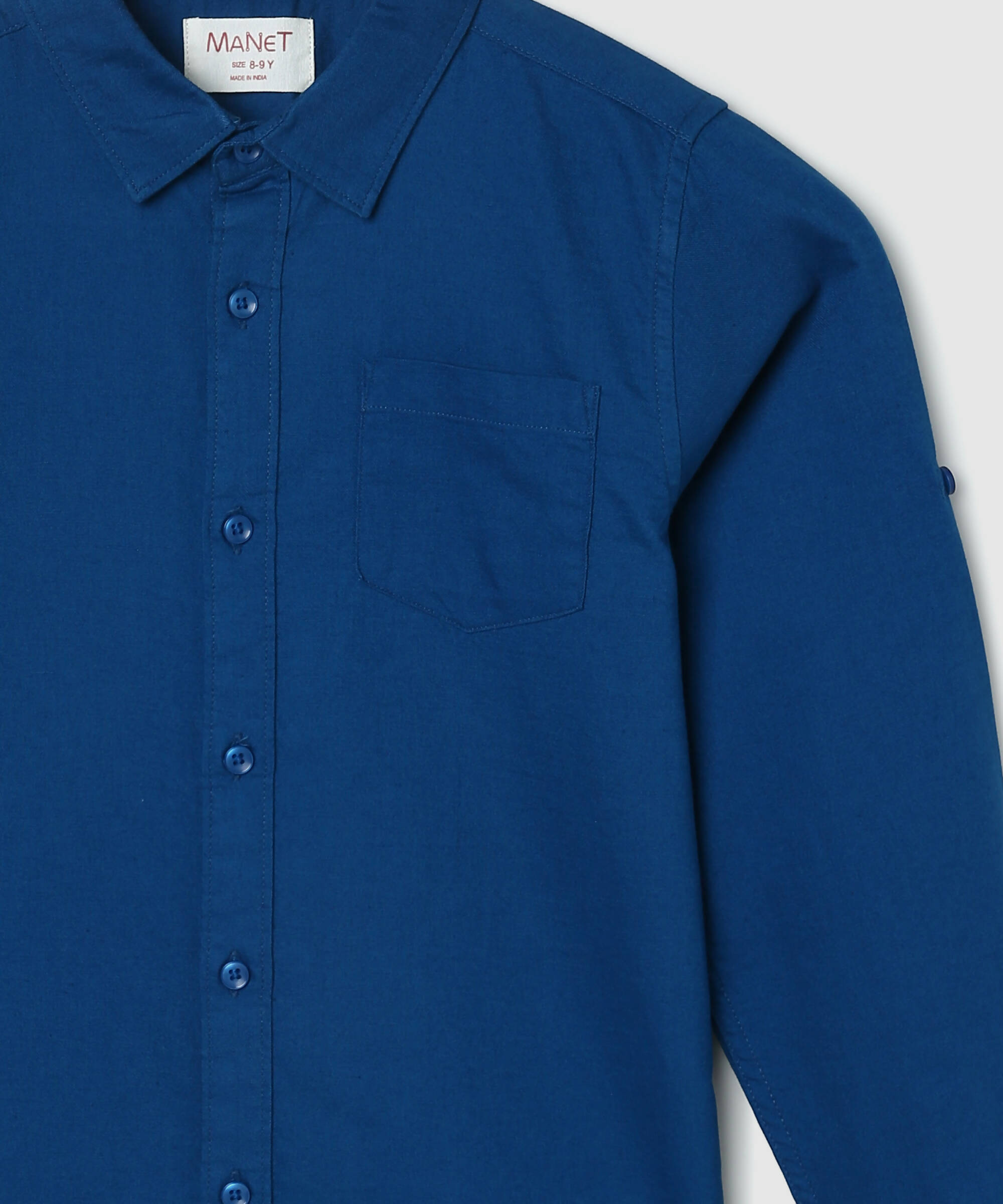 Manet Boys Full Sleeves Solid Shirt - Dark Blue - Distacart