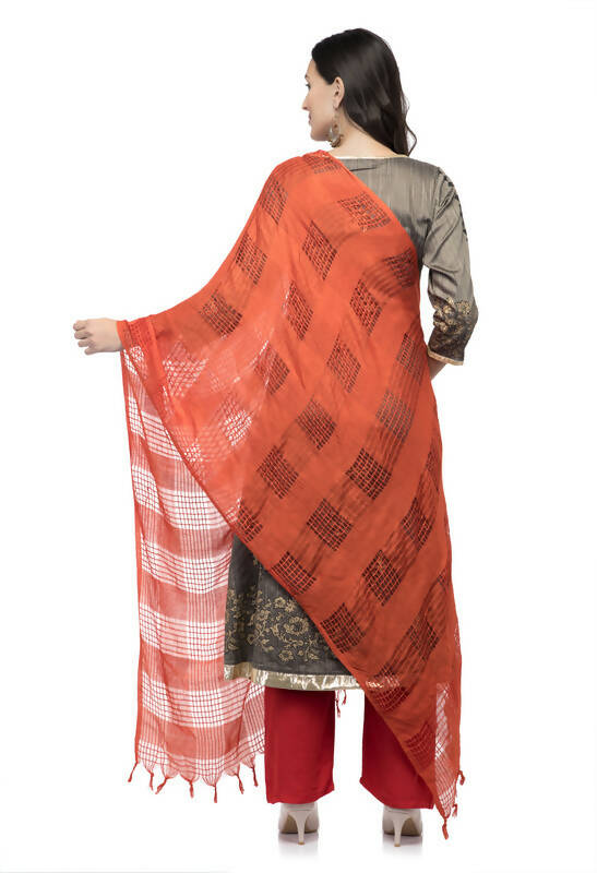 Mominos Fashion Moeza Orange Window Cotton Dupatta - Distacart