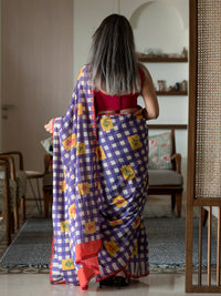Thumbnail for Suta Multi Color Checked Pure Cotton Saree - Distacart