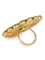 Thumbnail for Gold-Plated White Kundan-Studded Adjustable Finger Ring - Ruby Raang - Distacart