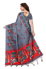 Thumbnail for Vamika Grey Kalamkari With Jhalar Khadi Silk Saree