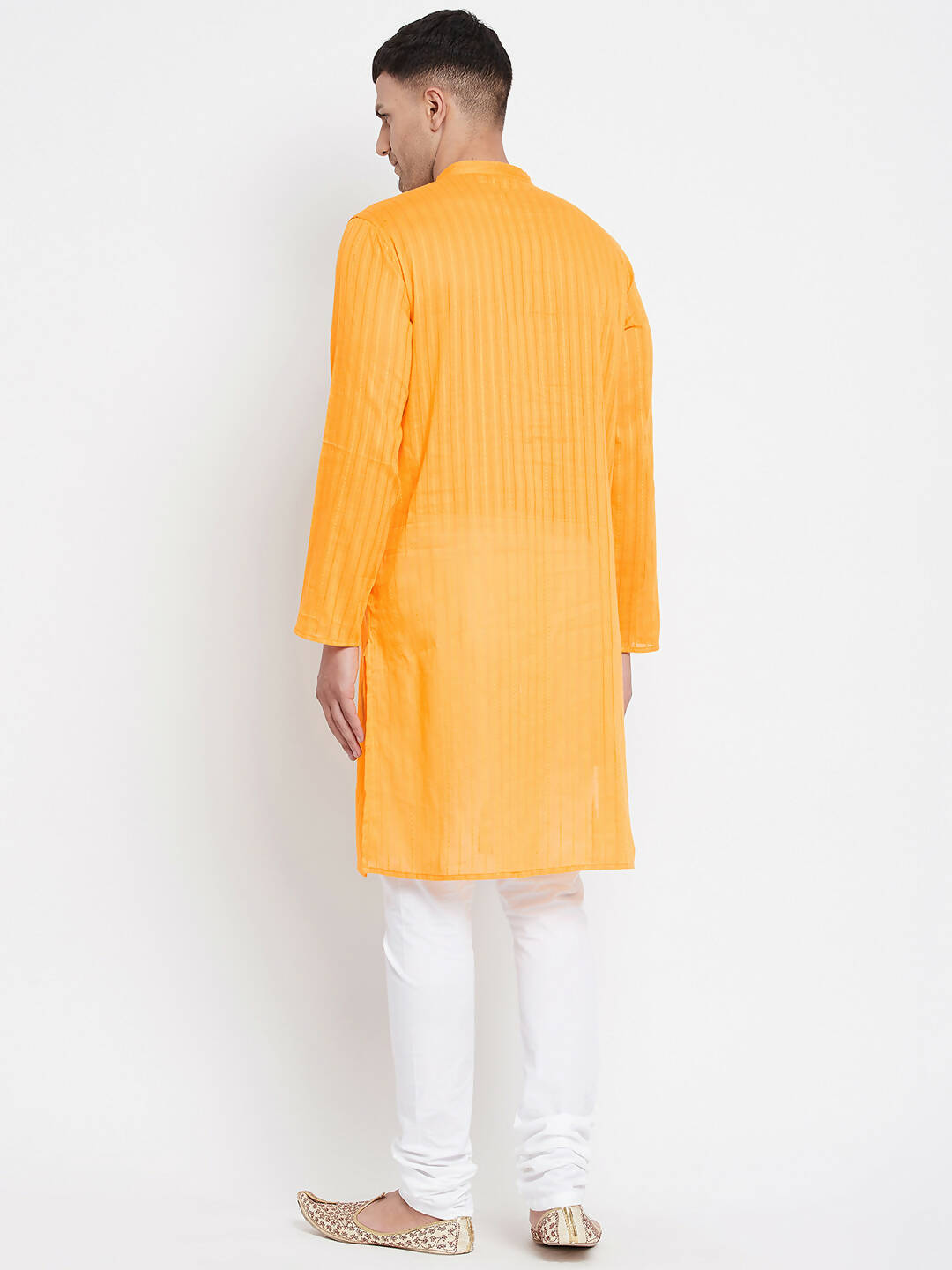 Even Apparels Men's Pure Cotton Kurta With Band Collar in Yellow Color - Distacart