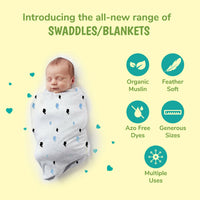 Thumbnail for Kindermum Organic Cotton Muslin Swaddle Blanket 110 Cm X 110 Cm - Set Of 3 - Distacart