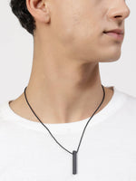 Thumbnail for NVR Men's Black Rhodium Plated Bar Pendant & Chain - Distacart