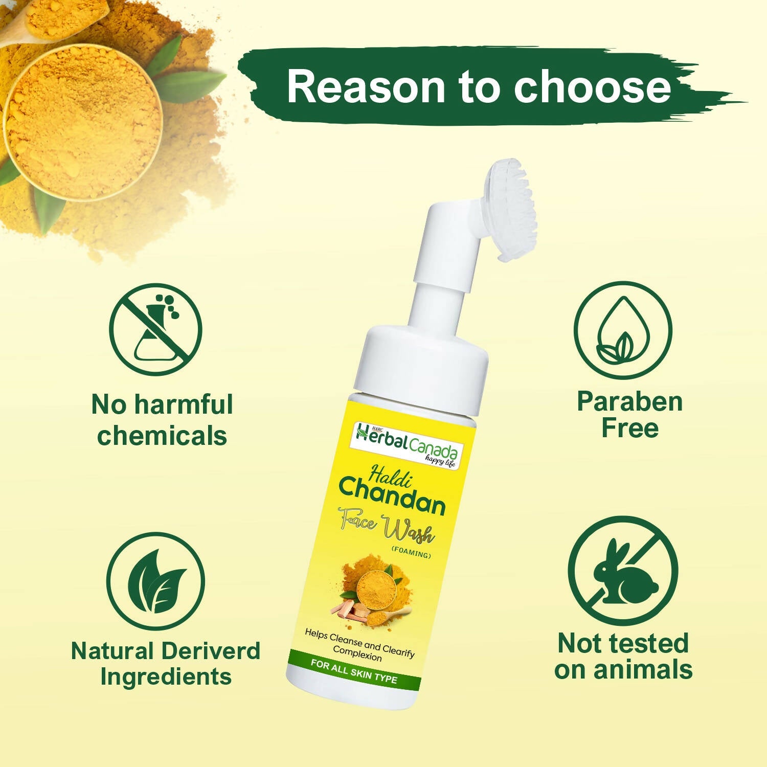 Herbal Canada Haldi Chandan Foaming Face Wash - Distacart