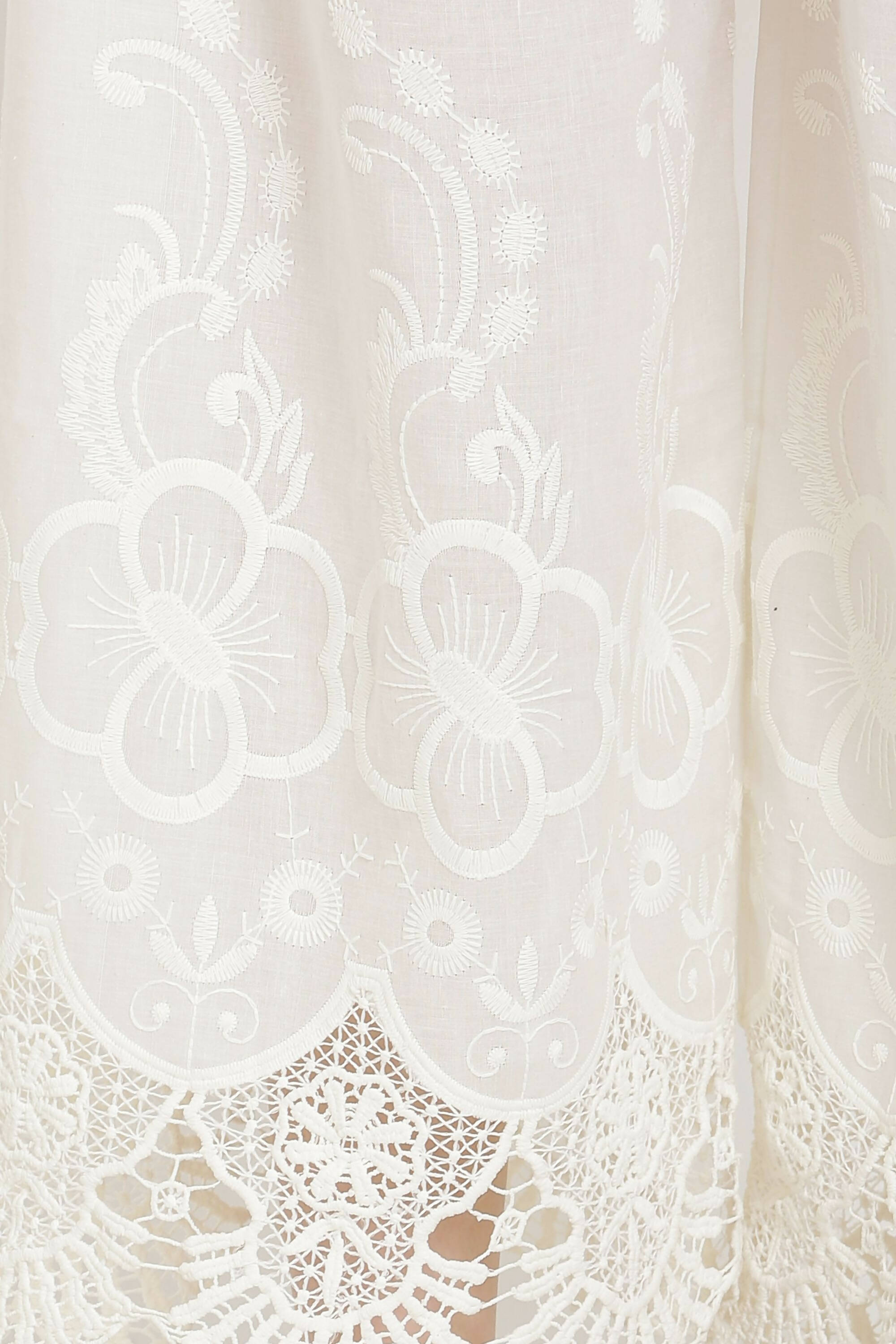 PAVONINE White Color Chikankari Lace Scalloped Hem Cotton Fabric Sharara - Distacart