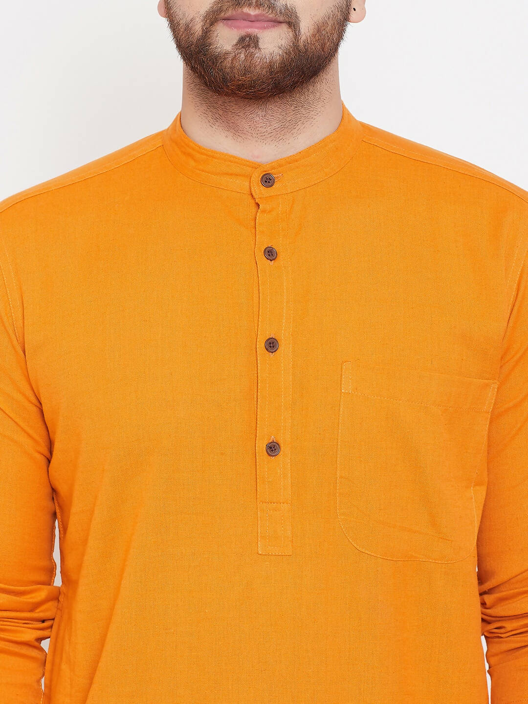 Even Apparels Pure Cotton Men's Kurta With Band Collar in Yellow Color - Distacart