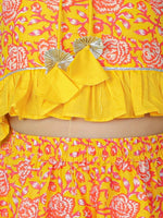 Thumbnail for Lil Drama Girls Ghaghra Choli Set - Orange - Distacart