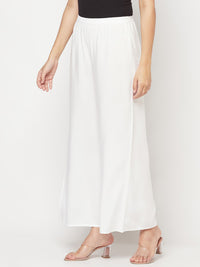 Thumbnail for Aniyah Rayon Flared Slip-On White Palazzo