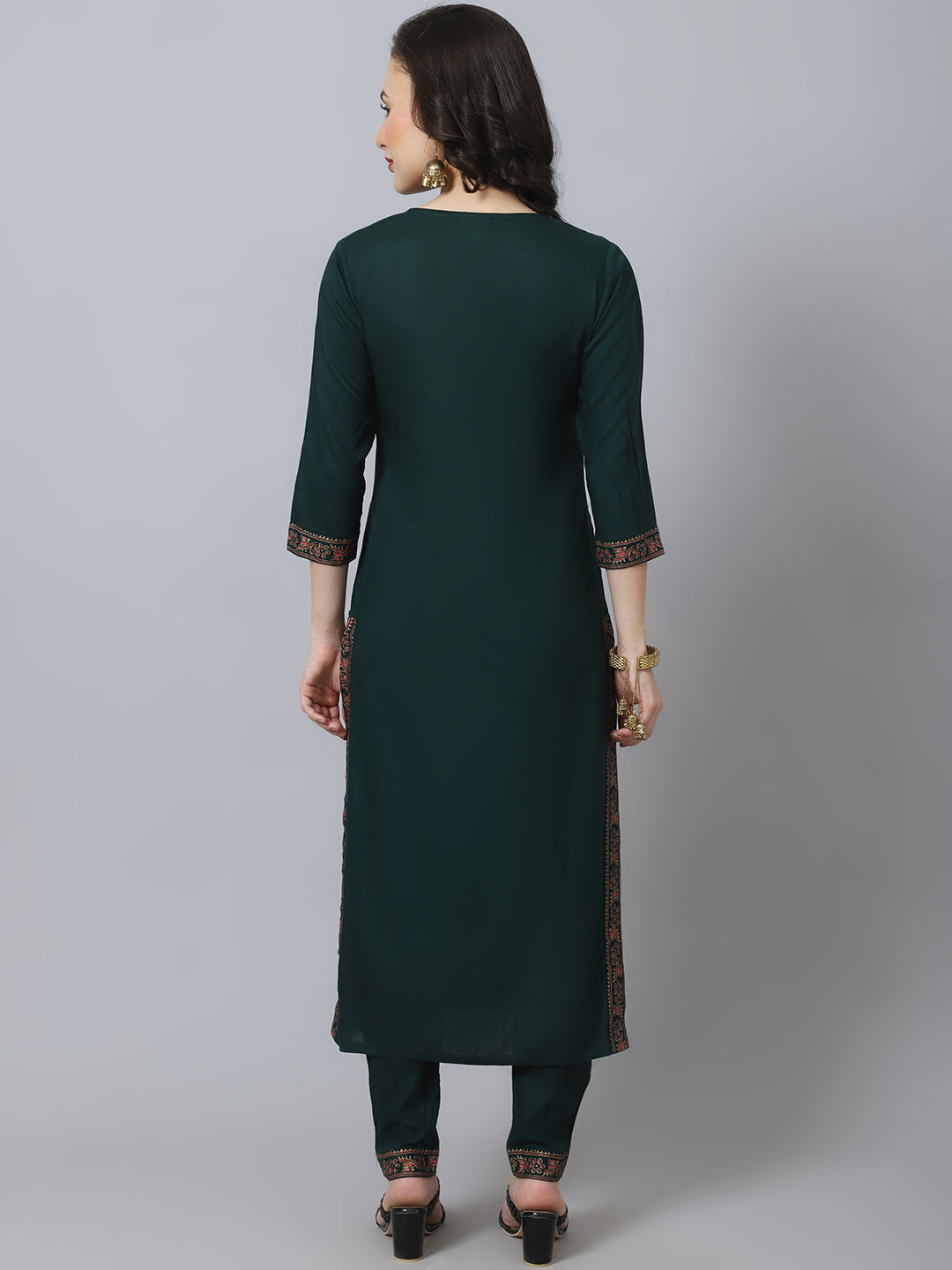 NOZ2TOZ Bottle Green Chinkankari Kurta - Distacart