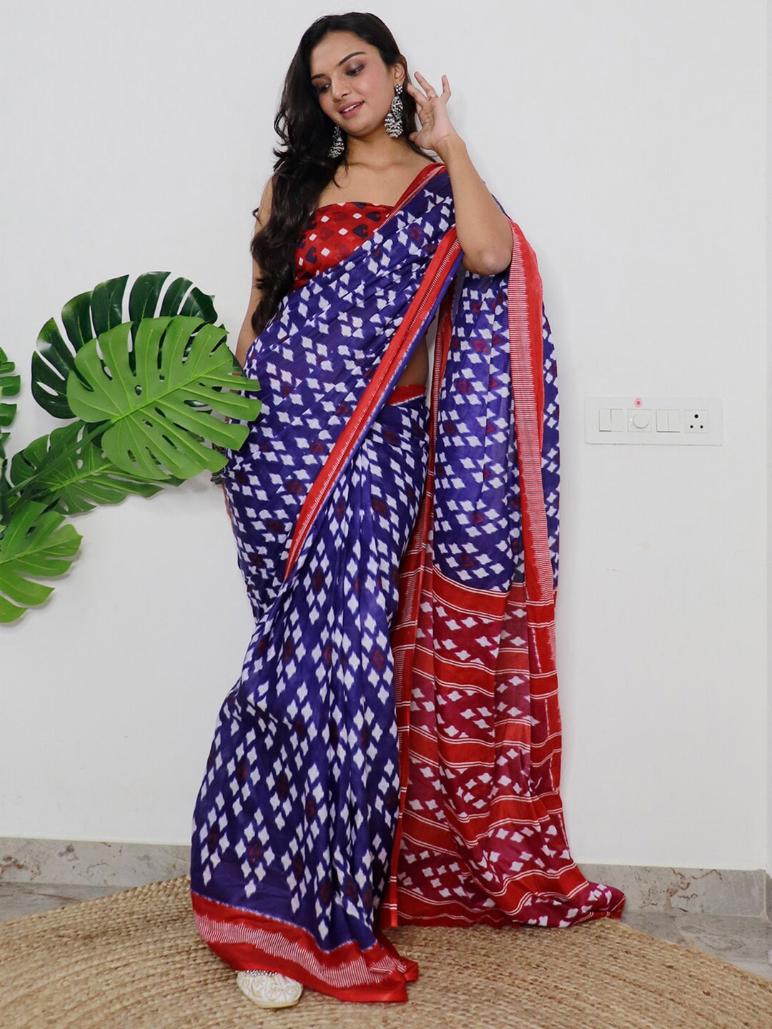 Saree Mall Ethnic Motifs Printed Pure Cotton Ikat Sarees - Distacart