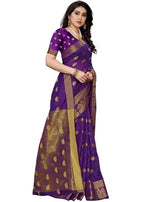 Thumbnail for Vamika Banarasi Jacquard Weaving Violet Saree (Shining Violet)