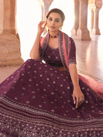 Thumbnail for Myra Wine Embroidered Designer Lehenga Choli - Distacart