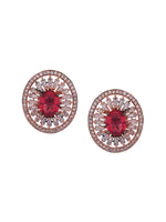 Thumbnail for Shoshaa Rose Gold Plated & White Circular Studs - Distacart