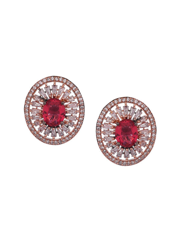 Shoshaa Rose Gold Plated & White Circular Studs - Distacart