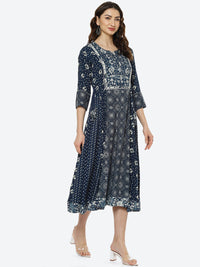 Thumbnail for Biba Women Navy Blue & Navy Blue Printed Kurta - Distacart