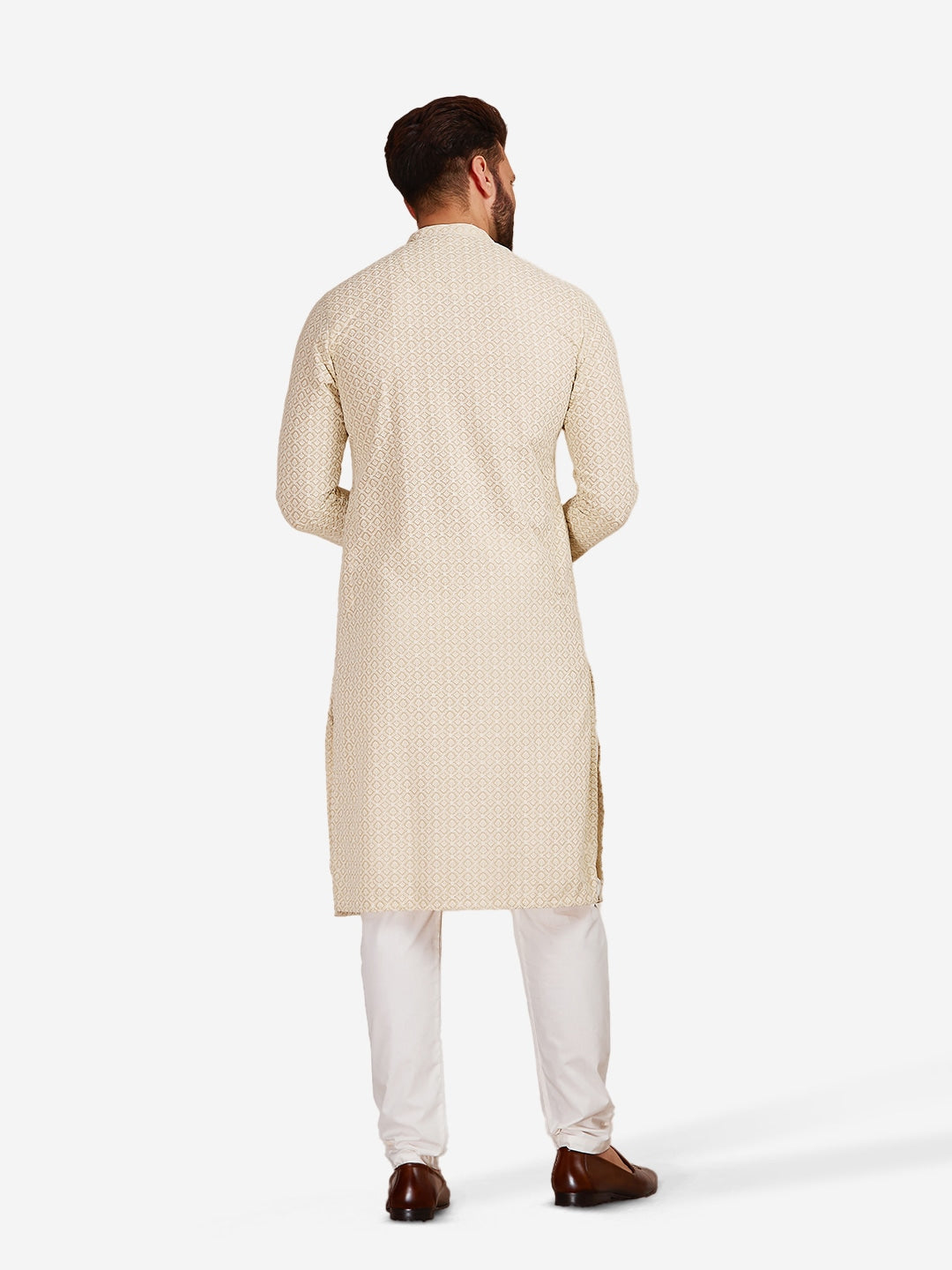 Manyavar Men Ethnic Motifs Embroidered Thread Work Cotton Kurta with Pyjamas - Distacart