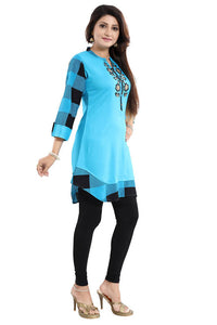 Thumbnail for Snehal Creations Rayon Designer Embroidery Blue Tunic