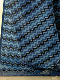 Thumbnail for Saree Mall Off White & Blue Ethnic Motifs Dabu Saree - Distacart