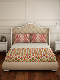 Thumbnail for SPACES Atrium Plus Ecom Maroon 210 TC Fitted Cotton Queen Bedsheet With 2 Pillow Covers - Distacart