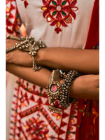 Thumbnail for Myra White Maslin Cotton Embroidered Navratri Special Lehenga - Distacart