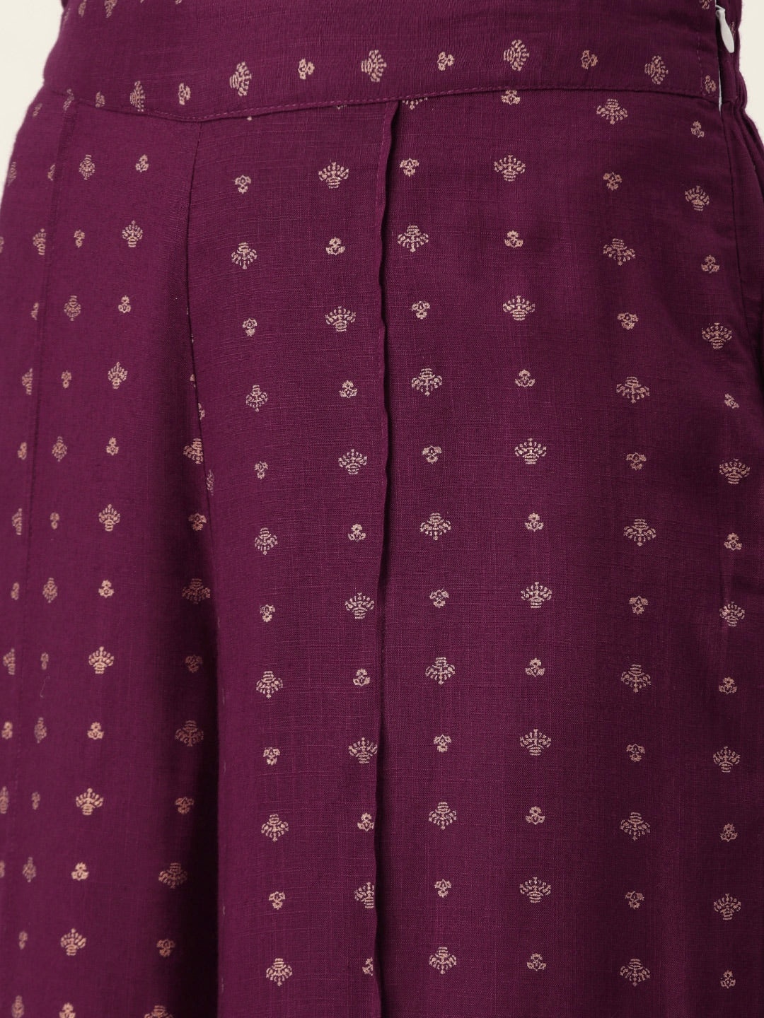 Sangria Women Wine-Coloured & Golden Khari Printed Kurta with Palazzos - Distacart
